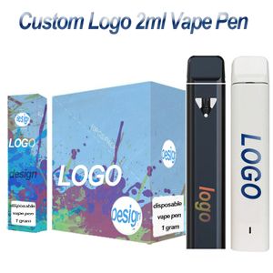 Dostosowany 2 ml jednorazowy pen z piórem e-papierosem POD Flat Carts Gruby olej Pusta OEM ładowanie OEM 350 mAh Ceramiczna cewka cewki cewki cewki Niestandardowe logo