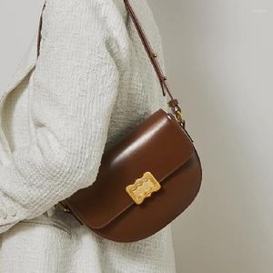 Bolsas de ombro marca bolsa de couro de vaca crossbody colega meninas inverno mensageiro meia redonda deve usar #483003