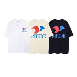 Designer Rhude T Shirt Mens American Fashion Märke Rhude Minimalist Letter Print Hip-Hop Unisex Loose Casual Round Neck Short Sleeved T