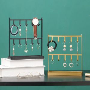 Display Tabletop Iron Jewelry Display Stand Necklace Rack Armband Earring Holder Hanger Hylla Porch Key Rack Desktop Organiser Stand