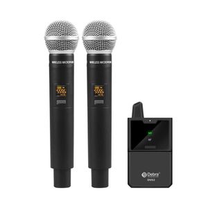 Dual Channels UHF Wireless Handheld Microphone with Monitor Function for Camera DSLR Phone Live Interview Recording L230619