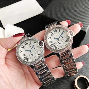 Modemarke Uhren Frauen Mädchen Kristall Kalender Stil Zifferblatt Stahlband Quarz-Armbanduhr CA 123228