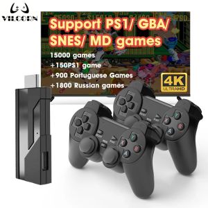 Konsoler Wireless Video Game Console Buildin 15000+ retro -spel för PS1/GBA HDMicompatible Low Latency TV Mini Everdrive Gaming