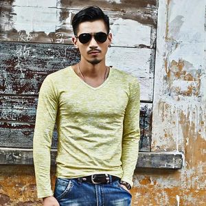 Garnitury męskie A2270 modne mężczyzn T Shirt Casual Long Rleeve Slim Basic Tops Tees Summer Scheme T-shirt męskie ubrania Chemise