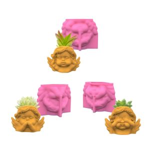 Equipments Don't Listen Don't Talk Don't Watch Angel Succulent Flower Pot Silicone Mold Suitable for Diy Crafts Jewelry Container