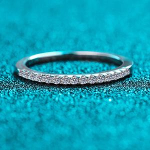 Anéis Drring Teste Passado Moissanite Anel Correspondente Banda de Diamante de Casamento para Mulheres 925 Sterling Silver Feminino Coroa Única Cauda Anel