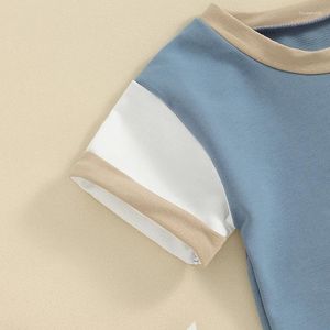 Conjuntos de roupas da criança bebê menino menina verão roupas contraste cor manga curta camiseta com shorts conjunto 2pcs outfit