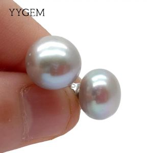 Серьги yygem Natural Cultured Grey Freshwater Pearl Semi Round AAA Multi Color 925 Серьги серебряного шпильки