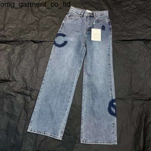 디자이너 2024SS New Womens Jeans High-Waisted Designer Straight-Through Wide Leg Pants Show Thin Women 캐주얼 청바지 바지