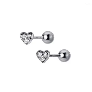 Серьги-гвоздики из стерлингового серебра 925 пробы, романтическое сердце, цирконий, мини для женщин, сверкающие геометрические украшения для дня рождения, пирсинга