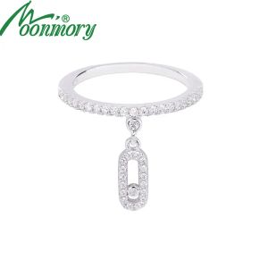 Ringe Moonmory 100% Echt 925 Sterling Silber Gefälschte Bewegung Stein Ehering Für Frauen Oval Anhänger Glänzende Feine Schmuck Geschenke Für Damen