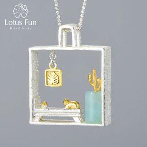 Pendants Lotus Fun Lazy Cat at Home Pendant without Necklace Real 925 Sterling Silver Original Pendant for Women Fine Jewelry New Arrival