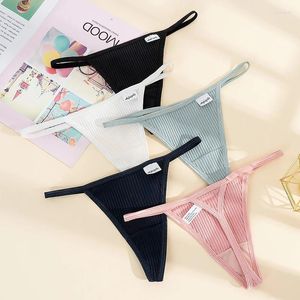 Women's Panties Women Sexy Screw Thread Cotton Thongs Female Thin Belt G-strings Underwear Soft Breathable T-back Solid Lingerie