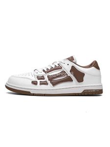 High Skel Shoes Designer Shoe Mens Sneaker Amiiri Bone Chunky Small White Fashion Skateboarding äkta läder Versatile Splice 4 4W67