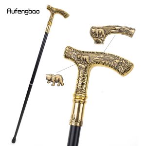 Gold Luxury Bear Handle Walking Cane Fashion Decorative Walking Stick Gentleman Elegant Cosplay Cane Knob Crosier 90cm