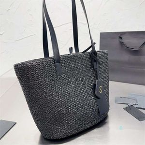 2024ss designer saco de praia palha tote bolsa feminina moda clássico grande capacidade senhora cor sólida sacola