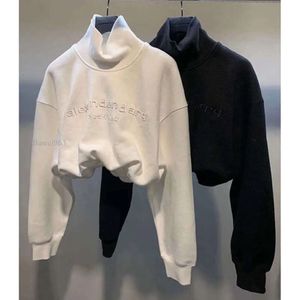 Kadın Hoodies Moda Klasik Modaya Modaya Modaya Mektup Nakış Gevşek Kısa Kısa Boyun Uzun Kollu Sportif Sweater Gömlek Top Kadın Bawei963