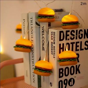 LED Hamburger Light String Fries Bar Home Kuchnia Symulacja Światła żywności Dzieci wszystkiego najlepszego z okazji urodzin