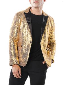 Ternos masculinos homens s espumante lantejoulas blazer terno lapela jaqueta - elegante um botão smoking para festa de casamento banquete natal e