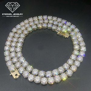 Ladies Fashion Luxury S925 Sterling Silver 9k 10k 14k 18k 24k Pure Gold Yellow White 22 Inch 6mm Moissanite Diamond Necklace