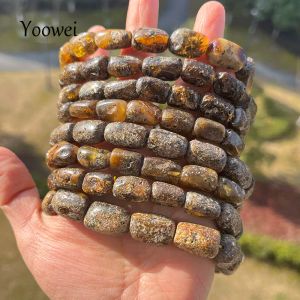 Bangles 100% Genuine Amber Bracelets for Men Women Original Irregular Beads New Special Natural Stone Black Medical Healing Jewelry Gift