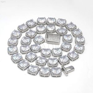 Luxo 925 prata esterlina com halo d cor vvs moissanite corrente 14mm de largura hip hop tênis colar