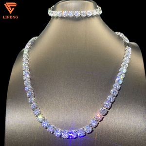 Pass Tester Large Stock Hip Hop Jewelry 8.0Mm VVS Moissanite Diamond Sier Iced Out Tennis Chain Necklaces