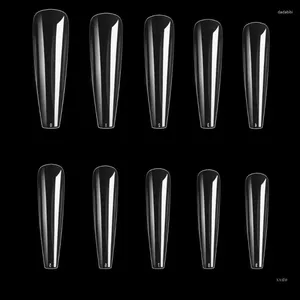 False Nails Long Coffin Press On Ballerina Acrylic Tips Full Cover Artificial Fingernails Manicure Design Decor