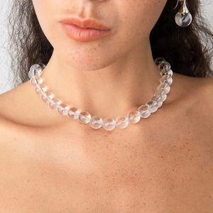 Halsband svart agat sten pärlhalsband för kvinnor transparent boll magnetisk lås halsband minimalistisk sommarsemester smycken 2023 ny