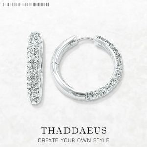 Örhängen HALSED HOOP CREOLE Pave Earring, Europe Style Glam Fashion Jewerly For Women helt ny gåva i 925 Sterling Silver