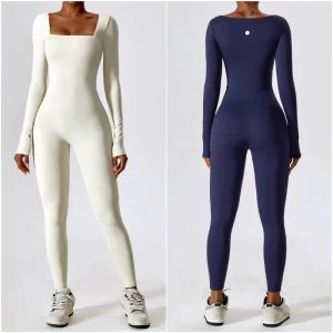 LL-8150 Womens lu Yoga Outfit Macacões Manga Longa Close-fitting Meninas Dança Ginásio One Piece Yoga Macacão Calças Compridas Bodysuit