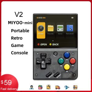 Jogadores 2.8 polegadas Miyoo V2 Mini Nova Cor Preta V3 OCA Tela Retro Video Game Console Full Fit Screen Open Source Portátil Mini Portátil