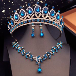 Colares de jóias de jóias de moda com tiaras para brincos de colar da coroa de princesas Conjunto para vestidos de noiva acessórios de fantasia de noiva