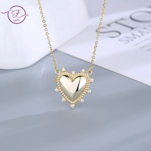 Naszyjniki luksusowe złotą miłość serce 925 Srebrny naszyjnik wisiorek dla kobiet