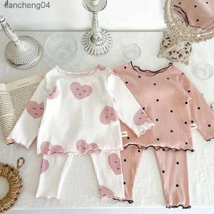 Kleidung Sets MILANCEL 2023 Frühling Baby Set Dot Print Infant Mädchen Sleeper Wear Babe Indoor Anzug