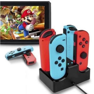 Зарядное устройство JoyCon, док-станция, светодиодный держатель подставки для зарядки с кабелем Micro USB для консоли Nintendo Switch