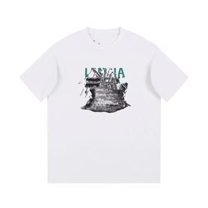 Camiseta de casal de rua europeia mesma impressão artesanato casual estilo de moda camisetas de manga curta masculina e feminina