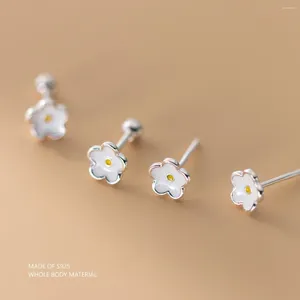 Studörhängen Lavifam 925 Sterling Silver Sweet Five-Petal Flower Drop Glue Thread Earring For Girl Kids Ins Simple Ear Jewelry