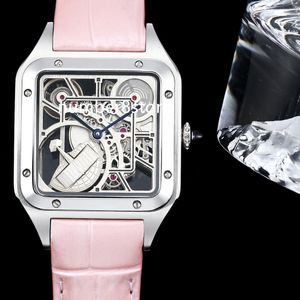 Dumont Micro-Rotor Skeleton Usisex Watch Square Ladies Luxury Watches 9629 MC Automatic Mechanical 904L Stains Stains Feethip Crystal Designer Wristwatch