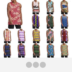 Men's Tank Tops Polynesian Tribal Pohnpei Totem Tattoo Prints Stitched Basketball Jersey Sport Shirts Hip Hop Clothing For Party Polyester