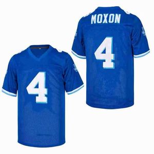 Męskie koszulki American Football Jersey West Canaan Coyotes 4 Moxon 82 Tweeder 69 Billy Bob Haftowanie na zewnątrz Sports Mesh wentylacja Blue New J0221