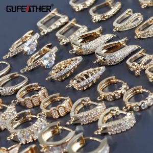Smycken Gufeather M938, smyckenillbehör, låskrokar, guldpläterad, koppar, pass räckvidd, nickelfri, smycken gör fynd, 10 st/parti