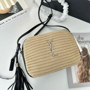 Designerka słomka torba na ramię damskie torby kamery pikowane plażowe torby krzyżowe torebki torebki raffia trawiaste torby z zamkiem torebki torebki messengerbag