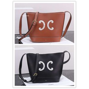 Bolsa feminina designer cuir em couro de bezerro liso balde marrom preto bolsa de ombro 9005 luxo