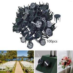 Decorative Flowers 100x Floral Foam Anchor Pins DIY Green Pinholder Plastic Base For Garden Birthday Office Valentine's Day Handicraft