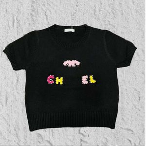 early spring womens sweaters designer sweater women fashion beaded letters knitwear Women slim short sleeve knit tops