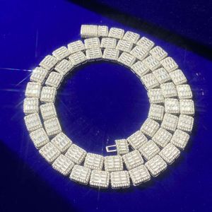 Iced Out Cheap Round Baguette Brilliant Cut Moissanite Zirconia 925 Sterling Silver Brass Metal Tennis Chain Necklaces