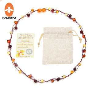 Colares HAOHUPO Novo Natural Âmbar Jóias Flor Multicolor Báltico Âmbar Bead Colar para Mulheres Colar Único Presente do Dia dos Namorados