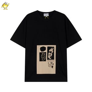 2024 Spring Summer Casual T Shirt Men Woman 1 Printing Black Loose Top Tee Inside Taggar