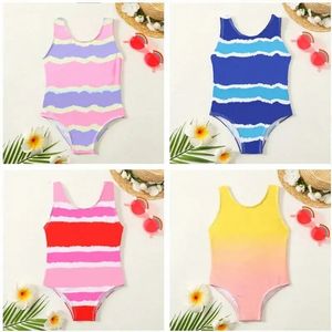 INS Małe dziewczynki Pełny list drukowane jednoczęściowy projektant stroju kąpielowego Toddler Bikini Summer Beach Basen Sport Bathing Suits Child Spa Swimming S1082